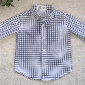 Janie and Jack White and Blue Square Plaid Button-Down Shirt EUC 12-18M